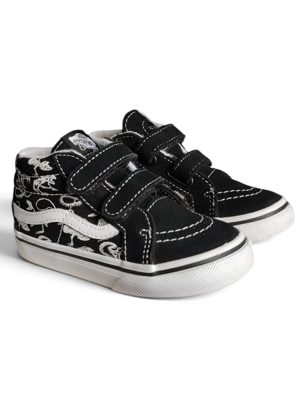 Vans Toddler Sk8-Mid Reissue V Glow Dino Skeleton Sneakers Black Size 8T